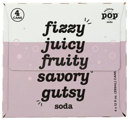 4pk, 12 Culture Pop Soda Wild Berries Probiotic Soda FZ