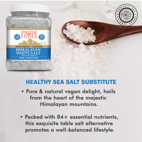 2.2 lbs (997.90 W/84+ Pride of India- Himalayan White Salt Coarse Grind gm)- Rarest & Enriched Natural Minerals- Low