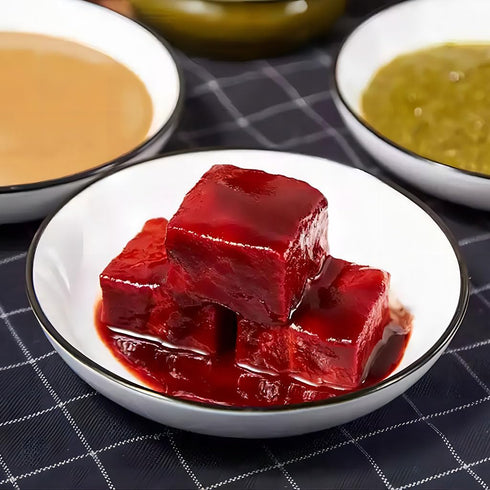 SXETBEAN 340g/11.99oz, Traditional Fermented Bean Curd, Chinese Red Bean Curd, Fermented Tofu Cubes for Hot Pot