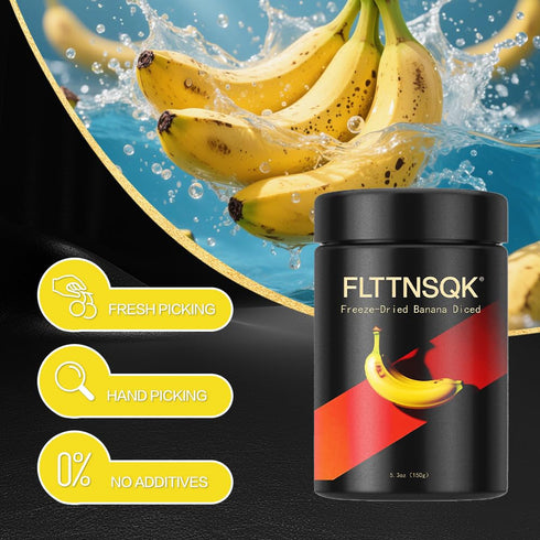 FLTTNSQK 150g/5.3oz 1 Freeze-Dried Banana Diced, Fruit Snacks with Ingredients, No Sugar Added, Cube for Drink, Baking
