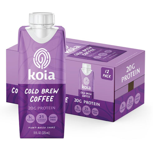Koia Plant Based Protein Shake, Cold Brew Coffee, 20g Protein, 3g Sugar,