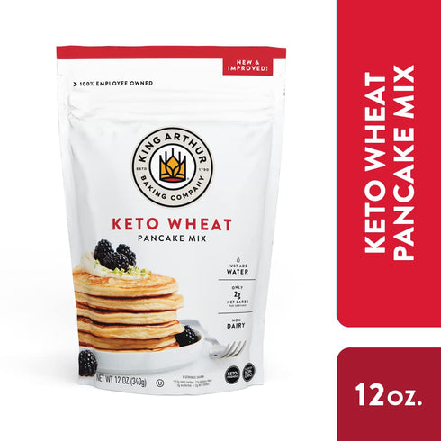 12 Oz, Packaging (Pack 6) King Arthur, Keto Wheat Pancake Mix, Sourced Non-GMO, Certified Kosher, Keto Friendly, May