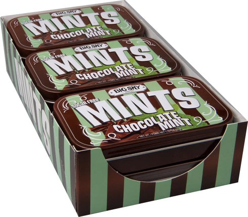 50 Count (Pack 6) Big Sky Sugar Free Mints - Chocolate Mint - Tin of | Kosher Certified, Vegan Candy | Aspartame