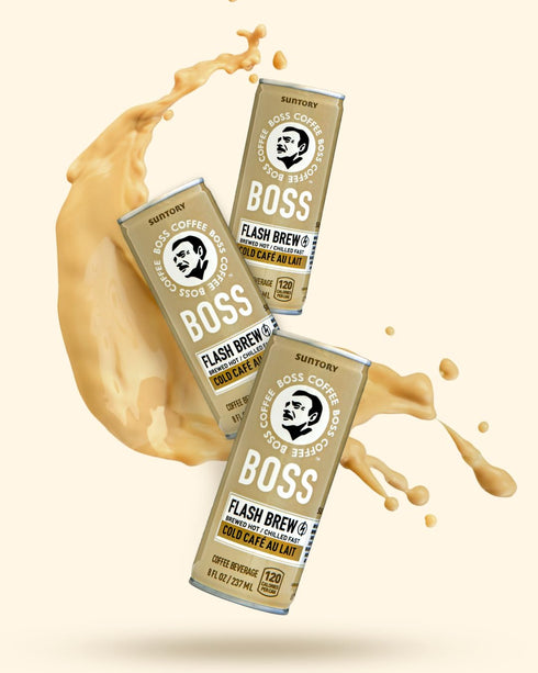 8oz 12 Pack, BOSS Coffee by Suntory - Japanese Flash Brew Coffee with Milk, Imported from Japan, Au Lait, Espresso