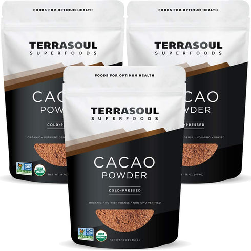 Terrasoul Superfoods Organic Cacao Powder, 3 Lbs (3 Pack) - Raw |