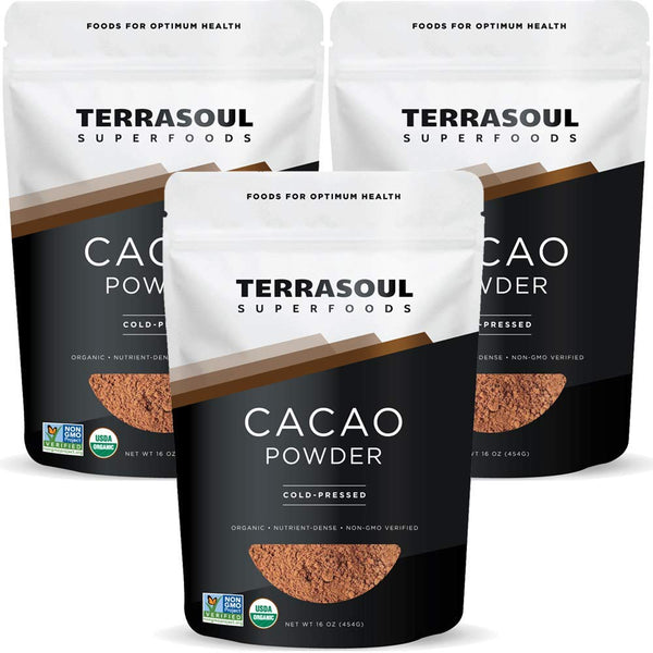 Terrasoul Superfoods Organic Cacao Powder, 3 Lbs (3 Pack) - Raw |