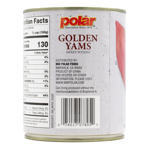 30oz (Pack 1) MW Polar Golden Yams Sweet Potato in Light Syrup