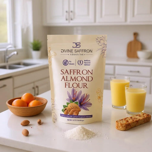 100% 16 oz (454 Divine Saffron Premium Saffron Almond Flour | Gluten-Free, Award-Winning Blend | Made with California