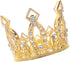 JANOU Mini Crown Tiara Cake Topper - Crystal Hair Ornaments for Wedding, Birthday, Baby Shower Cake Decoration (Gold)