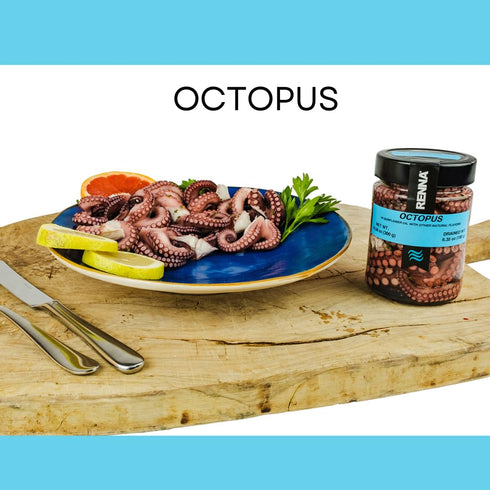 10.58oz, 10.58 oz Renna, Fresh Whole Wild Octopus Tentacles in Oil, Tender, Mediterranean Seafood Salad, Product