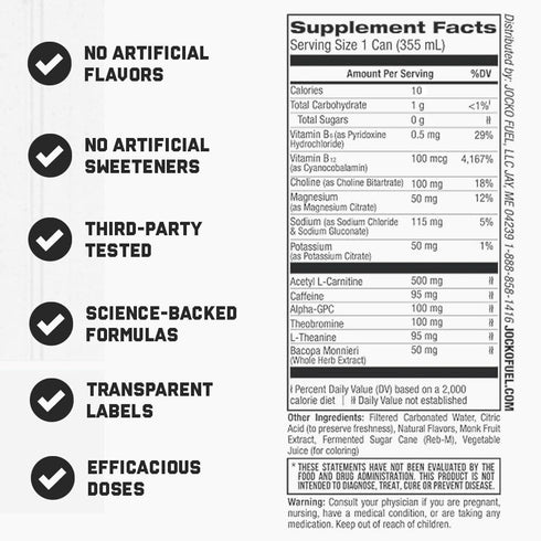 B12, B6, 12 Pack Packaging Jocko GO Lemon Lime Energy Drink - Keto, Vitamin Vitamin Electrolytes, L Theanine