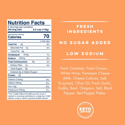Pack (6) Yo Mama's Foods Keto Pasta Sauces - of - No Sugar Added, Gluten Free, Preservative Free, Paleo Friendly
