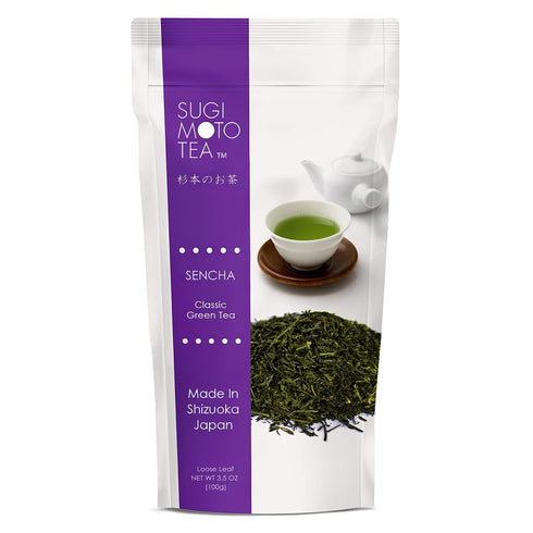 SUGIMOTO TEA Japanese Sencha Green Tea Loose Leaf, 3.5 oz (100 g), Pack of 1