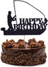 Sea Fishing Birthday Cake Topper, Fisherman Theme Party Supplies, Gone Fishing Decorations, Black Glitter Decor