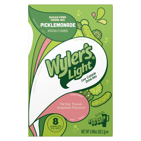 Pack 6-8 48 Wyler's Light Pickle Lemonade - Singles to Go Powdered Drink Mix - of Per Box Total Servings - Delicious