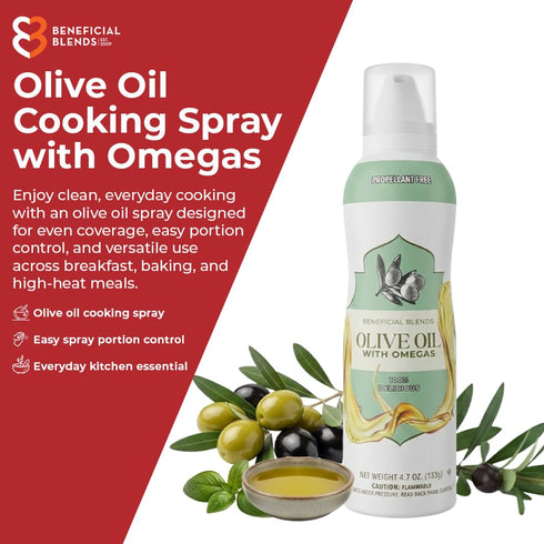 4.7oz Olive Oil Non-Stick Cooking Spray with Omegas, No Propellants, Air Fryer, Baking, Roasting & Sauting, Quality