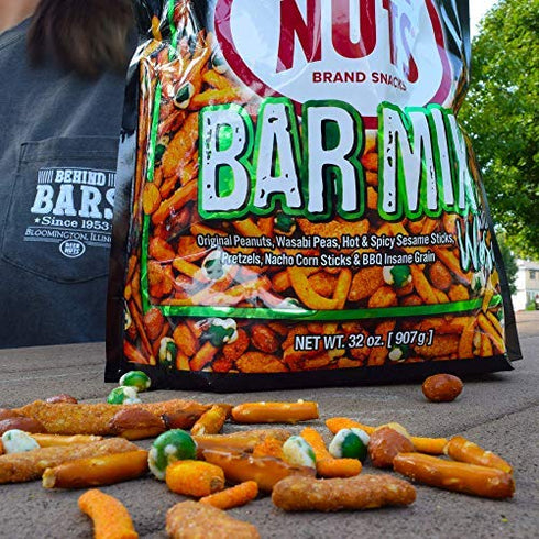 BEER NUTS Bar Mix w/Wasabi - Pretzels, Cheese Stix, Insane Grain & Wasabi Peas, 32oz Resealable Bag