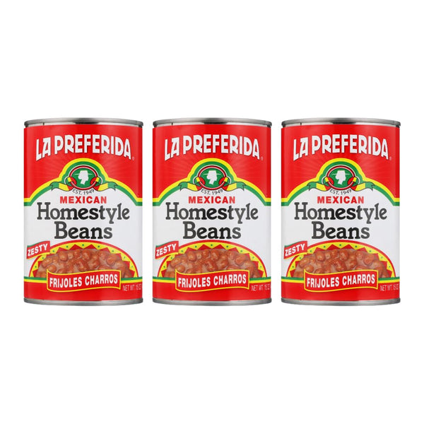La Preferida Mexican Foods Homestyle Beans, Frijoles Charros, 15 OZ. (Pack of