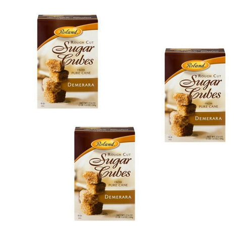 Roland Rough Cut Demerara Sugar Cubes - 17.6 oz (3 PACK)