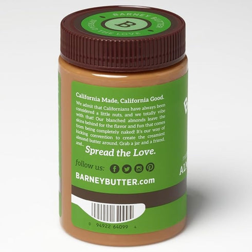 16 (Pack 2) Barney Butter Almond Butter, Crunchy, Ounce Jar, Skin-Free Almonds, No Stir, Non-GMO, Gluten Free, Keto