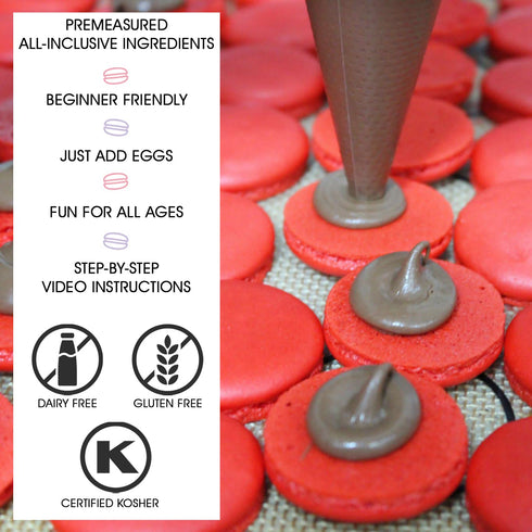 Macalicious Macaron Baking Mix - DIY Bake Your Own French Macarons Kit with All Dry Ingredients, Piping Tip, Template