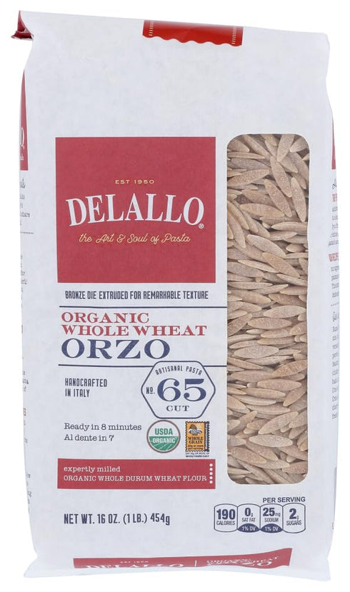 DeLallo, Orzo No. 65, 100% Whole Wheat Pasta, 16 oz (454 g)