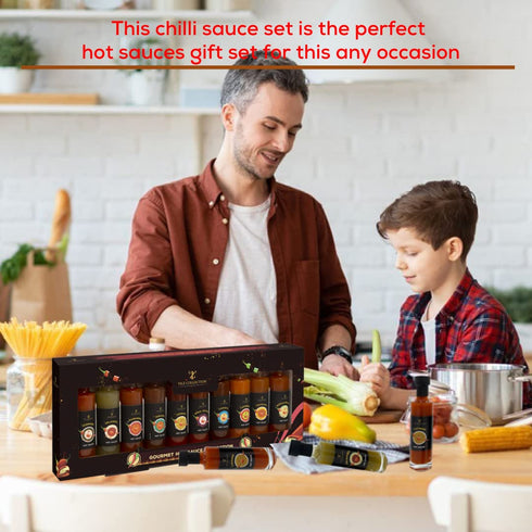 Set -10 Sets Chilli, Hot Sauce Gift Flavours, Hot Sauce Bottles, Food Gift For Men, Women, Vegan |Gourmet Chilli Sauces