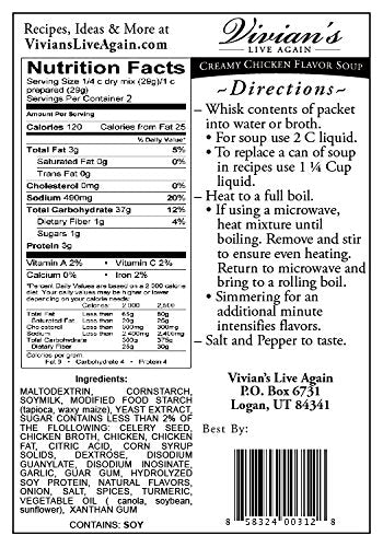 Gluten Free Cream of Chicken Soup & Gravy Mix, Dairy Free, Shelf Stable, Powdered Mix by Vivian's Live Again