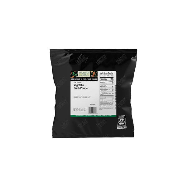 Frontier Co-op Vegetable Flavored Broth Powder, 1-Pound Bulk, Low Sodium, Onion, Garlic,