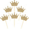 Crown Cupcake Toppers 48 Pcs, Light Gold Glittery Princess Cake Picks for Baby Shower and Birthday