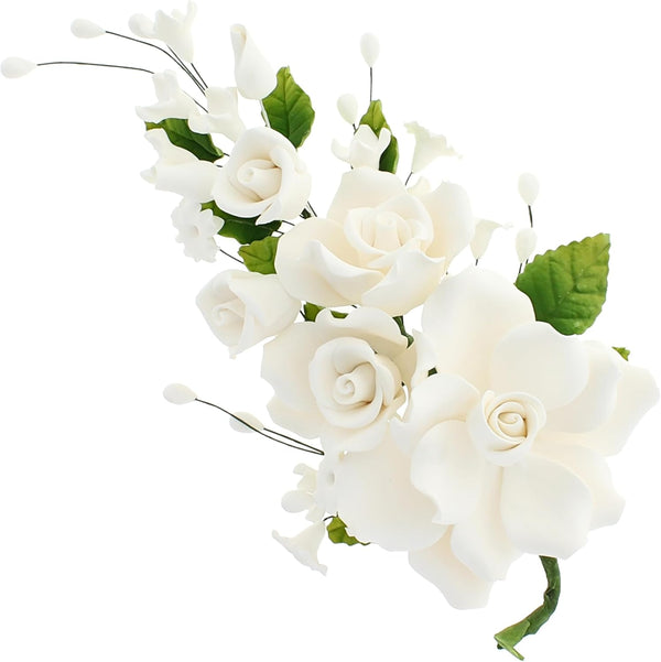 Global Sugar Art Premium Rose Spray, Large, White, 1 Count by Chef