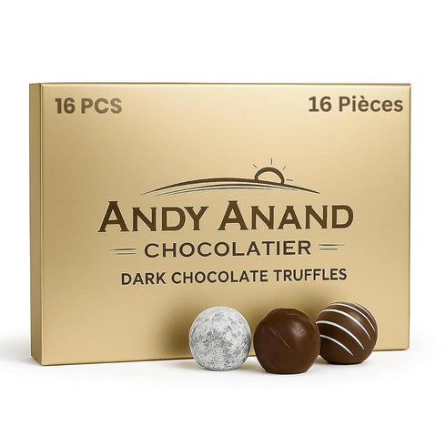 (16 ANDY ANAND CHOCOLATIER Assorted Belgian Chocolate Truffles Gift Box Handmade Creamy Filled Gourmet Chocolates