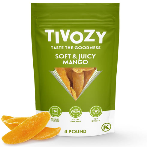 Dried Mango Slices - 4 Pound Bulk Pack, Soft & Juicy Sweet