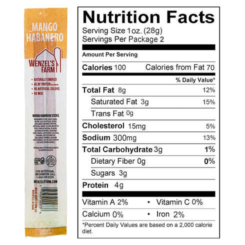16 (8 packs 2) Pack Wenzels Farm Meat Sticks Snack Sticks Flavorful, Natural Smoked High Protein, Low Carb No MSG