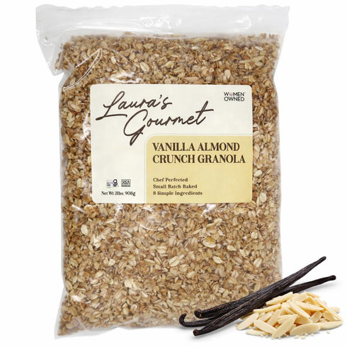 Laura's Gourmet Granola Vanilla Almond Crunch, 2 lb, Gluten-Free Oats, Vegetarian, Dairy
