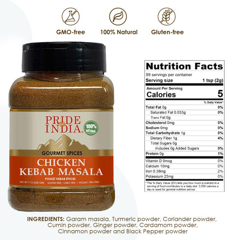 PACK 6 7 oz. Pride of India - of - Butter Chicken Kebab Seasoning Spice Gourmet Spice Blend Artisanal Rub Good