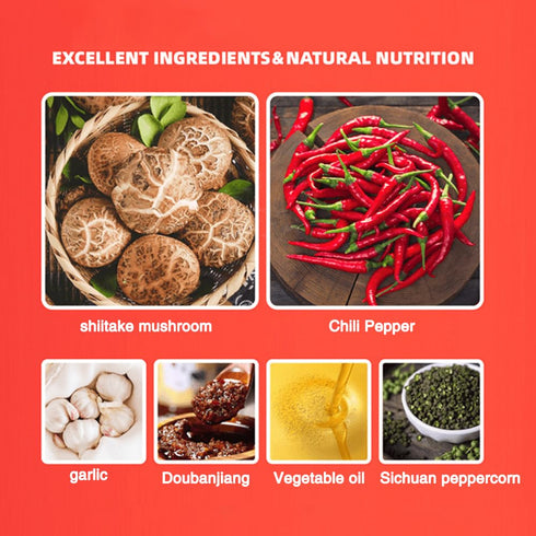 STARTZYK 80g 6 Mushroom Chili Sauce, Spicy Umami Chili Crisp with Mushrooms & Peppers, Asian Gourmet Chili Paste