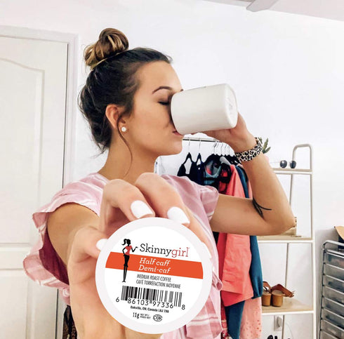 24 Count Skinnygirl Half Caff Coffee Pods for Keurig K Cups Brewers, Reduced Caffeine Medium Roast Coffee in Single