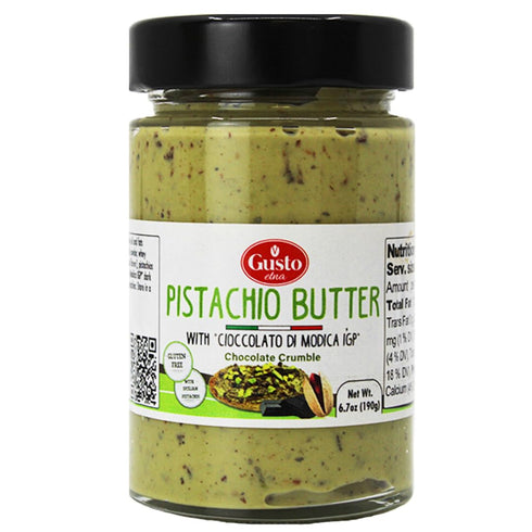 GUSTO ETNA Pistachio Butter/Spreadable Cream with Chocolate Chips, 6.7 oz (190g), Rich