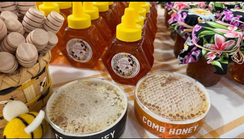 Tynanes Bee Farms 100% (12 oz) Raw Hawaiian Honey, Hexagonal Bottle