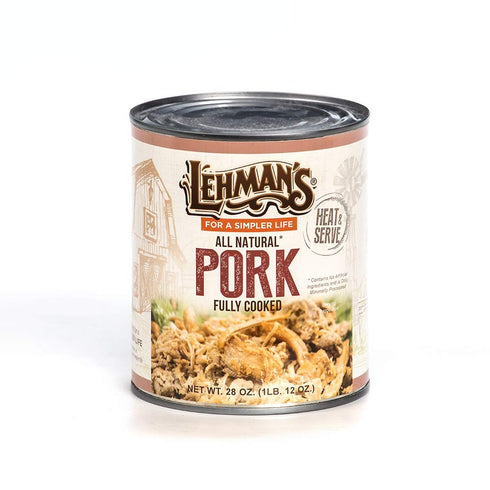Lehman's Canned Pre-Cooked Pork Meat Heat Serve USA Made Long Shelf Life