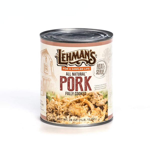 Lehman's Canned Pre-Cooked Pork Meat Heat Serve USA Made Long Shelf Life