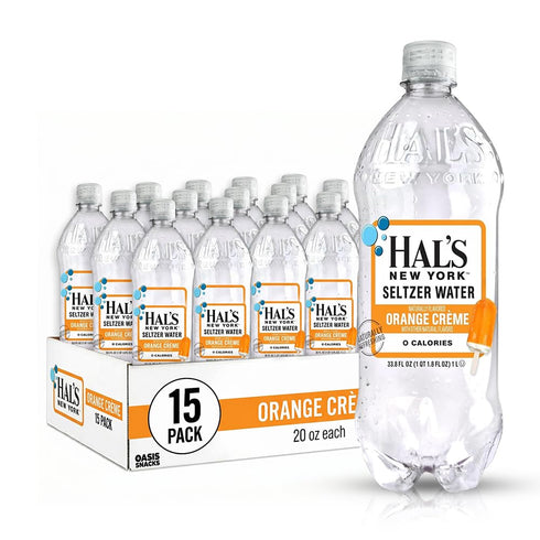 Oasis Snacks Hal's New York Seltzer Sparkling Water, Orange Creme Sparkling Water, 1 Liter