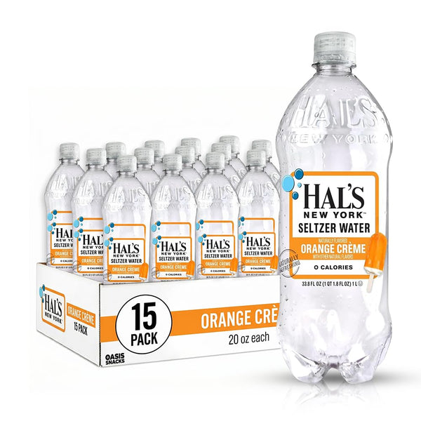 Oasis Snacks Hal's New York Seltzer Sparkling Water, Orange Creme Sparkling Water, 1 Liter