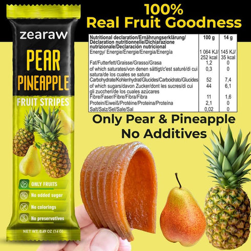 30 Pack ZEARAW Healthy Fruit Snacks for Adults and Kids Fruit Leather with Dried Pineapple, Blueberry, Apple-Strawberry