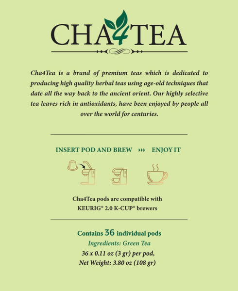 Cha4TEA 36-Count Green Tea Pods for Keurig