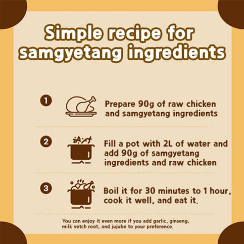 (90g, 3) GAGOPA Korean Chicken stew Samgyetang Herb Kit Korean Healthy food Chicken Soup Ingredients Korean Soup Kits