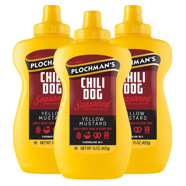 Plochman's Chili Dog Yellow Mustard 15 Oz (3 Pack)