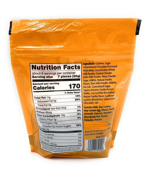 Generic 6oz/170 (Pack 1) Dark Chocolate Covered Cashews with a Hidden Layer of Sweet Caramel Confectionary Coating g