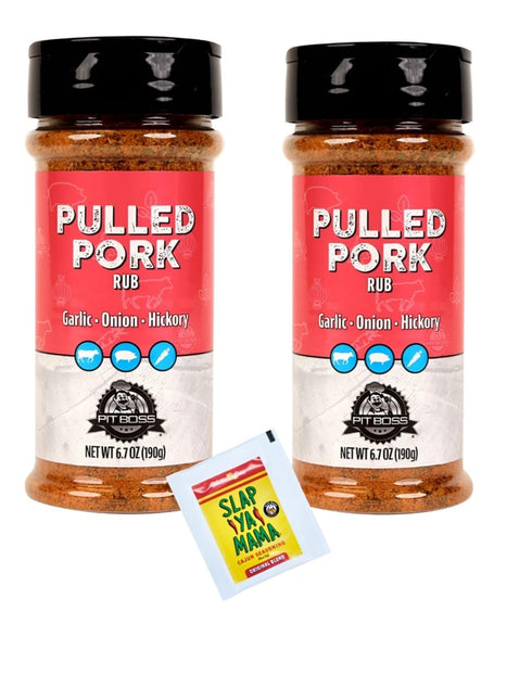HUBZ Pit Boss Pulled Pork Rub, 6.5 oz, 2-Pack with Bonus Seasoning, Gluten